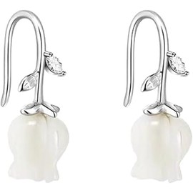 Lily of the Valley Earrings Solid 925 Sterling Silver Flower Crawler Cuff Earrings Cute Dangling Flower Earrings Wraps for Women Flower Wrap Earrings Climber Birthday Valentine's Day New Years Gift