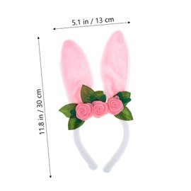Gatuida Bunny Ears Headband for Plush Hair Accessories with Flower Design for Easter Parties and Birthday Celebrations Adorable and Skin Friendly Hairband