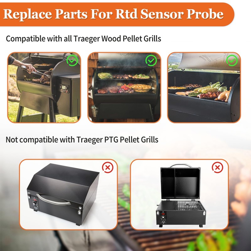 RTD Temperature Probe Sensor Grill Replacement Parts for Traeger Digital