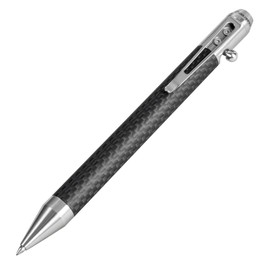 Cool Hand 4.5'' Carbon Fiber Bolt Action Pen with Retractable Stylus Tip for Any Touch Screen, Compact Size, Skelton Out Deep Pocket Clip (5.7''Carbon fiber silver)