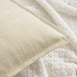 MIULEE Pack of 2 Faux Linen Decorative Throw Pillow Covers 20x20 Inch Square Rustic Farmhouse Burlap Pillowcases Cushion Covers for Couch Bed Sofa Living Room Cream White