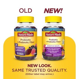 Nature Made Probiotic + Prebiotic Fiber Gummies, 50 Gummies | Fiber Supplement for Daily Gut Health, Prebiotics and Probiotics for Women and Men, Mixe