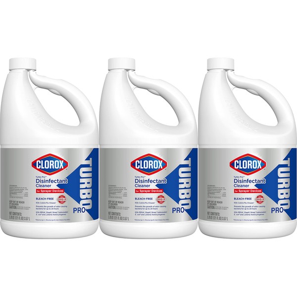 CloroxPro Turbo Pro Disinfectant Cleaner for Sprayer Devices, Bleach-Free Healthcare Cleaning and Industrial Cleaning, Kills Cold and Flu Viruses, 121 Fl. Oz. (Pack of 3) - 60091