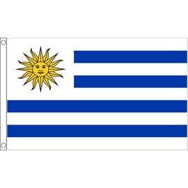 Uruguay Small Flag - 3 x 2 FT - 100% Polyester With Eyelets Banner - FlagSuperstore