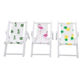 AUEAR, 3 Pcs 1:12 Scale Miniature Foldable Chair Accessory Deck for Decoration (Style A)