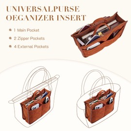 Missnine Leather Laptop Tote Bag for Women 15.6 inch Tote Bag with Purse Organizer Insert Soft Work Bag Computer Bags for Laptops