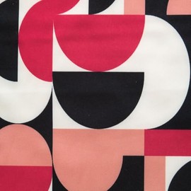 Poly Spandex Stretch Fabric - Abstract Geometric - 57 Inch Wide - Dressmaking Fabric for Garments, Costumes, and Crafts - Soft, Stretchy Material for Sewing, Apparel, and Upholstery (Red, 1 Metre)