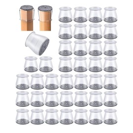 Overlay Olivier 40Pcs Chair Leg Floor Protectors – Round Silicone Furniture Leg Caps for Hardwood Floors, Anti-Scratch Table Feet Covers, Noise Reduction Chair Pads (Clear)