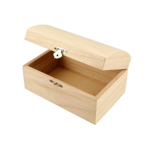 Creativ 1-Piece Wooden Treasure Chest with Curved Lid and Metal Clasp by Creativ