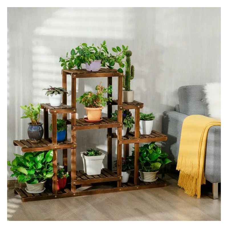 6-Tier Flower Wood Stand Plant Display Rack Storage Shelf for