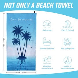 Microfiber Lightweight Beach Towel 63"x31.5" Sand Free Towels Travel Swim Pool Yoga Gym Camping for Adults Women Men Beach Essentials Accessories Vacation Gift Palm Tree (Palm Tree-2, 63"x31.5")