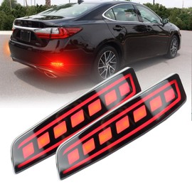 PGTOPONE LED Rear Bumper Reflectors Light Fog Brake Tail Lamps Compatible with Lexus ES350 ES300h 2013-2018, 2013-2020 GS200t GS350 GS460 OEM Stock Reflector Turn Signal Side Marker Light (BLACK)