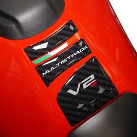 labelbike - 3D Sticker Motorcycle Tank Protection and Decoration Made of Resin Compatible with Ducati Multistrada V2 V2S 2025 Colour Carbon Red