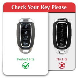 WORCAS Soft TPU Key Fob Cover Case Compatible with Palisade Elantra GT Accent Kona Santa Fe Veloster-4 Button(Gold-Red)