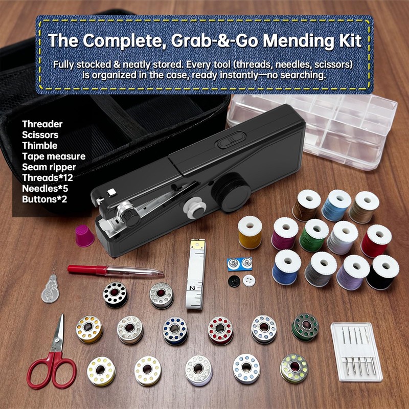 Handheld Sewing Machine for Beginners Adults, Portable Cordless Mini Sewing