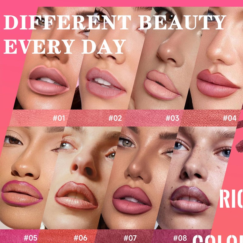 8 Colour Matte Lip Liner Set, 8 Pcs Set, Waterproof