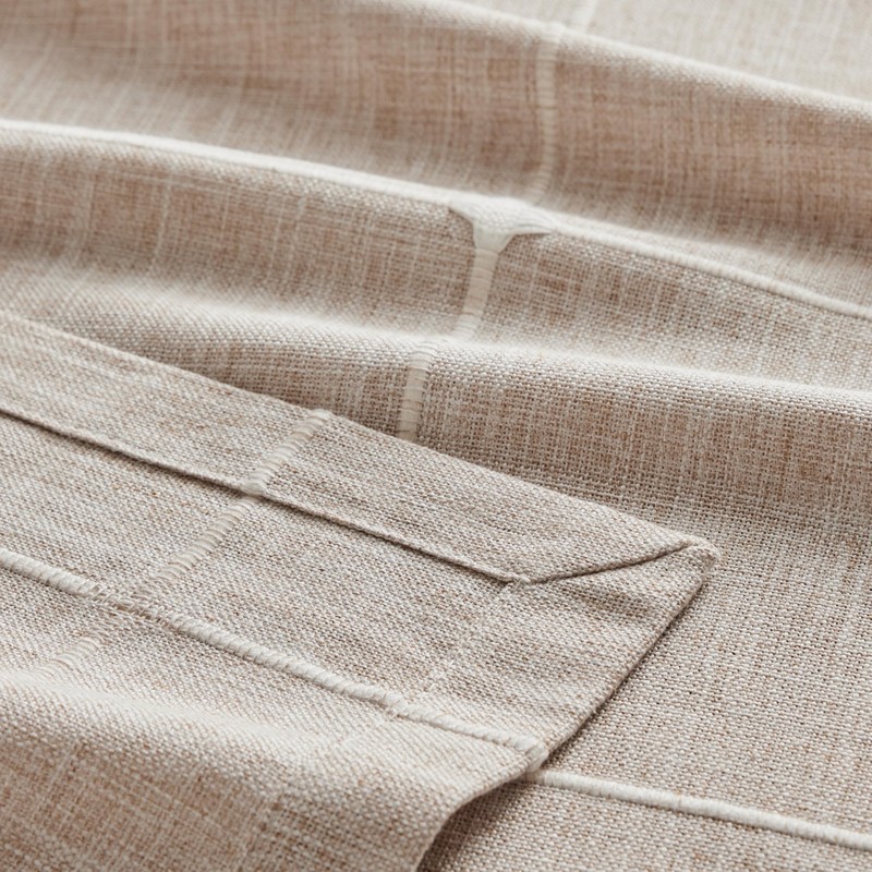 ZeeMart Grid Embroidered Rectangle Hemmed Tablecloths 52x70in, Taupe