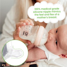 Haakaa Generation 3. Silicone Baby Bottle Nipples, Orthodontic, Anti-Colic, Wide Neck, 100% Medical Grade Silicone, Fit All Haakaa Baby Bottles, 2 PK (Size S (0-3 m))