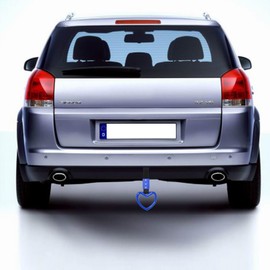 OtpOutopa Heart Shaped Exhaust Tips 2.5 Inch Inlet Tailpipe End Car Exhaust Pipe Muffler, 2PCS Heart Shaped Car Handle Straps Rear Bumper Warning Ring Decor for Car Bus Subway (Straight,Baked Blue)
