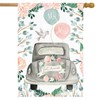 Just Married Floral House Flag Wedding Day Mr. & Mrs.