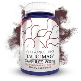 Nootropics Depot Tauromag Cápsulas | 800 mg de magnesio N-acetil taurinato | 30 unidades