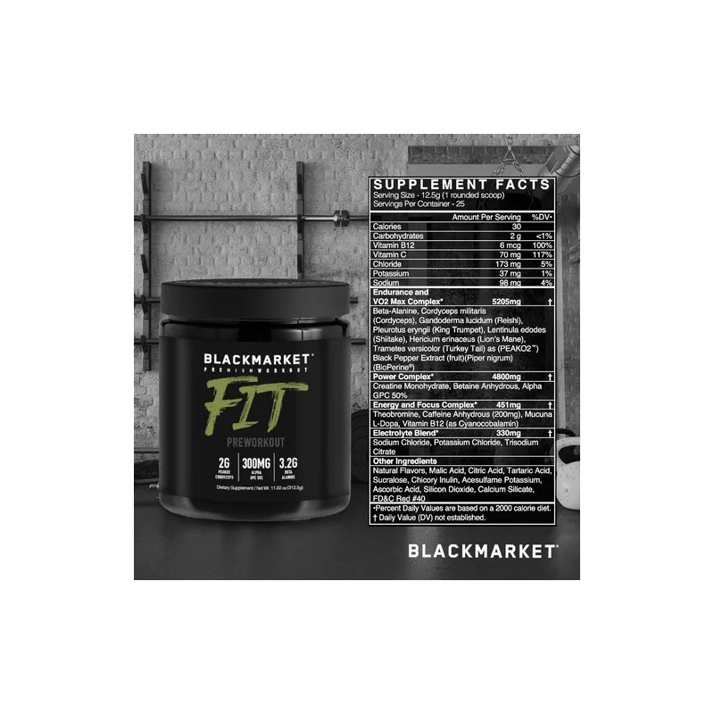 Suplemento Pre Entreno Blackmarket Creatina Sandía 312g Polvo