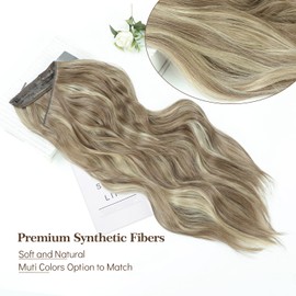 Invisible Wire-In Hair Extensions, Curly Wavy Hair Extension, Long Hairpiece for Women