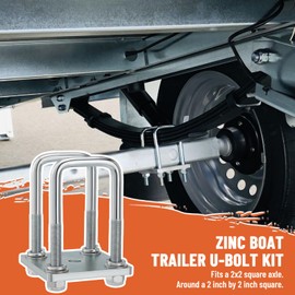 Racewill 2 Pack U Bolt Kit for Boat Trailer Axle Leaf Springs, U Bolts 2 inch Wide, for 2x2 Axle - 4 3/4" Long