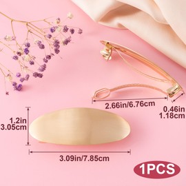 CustomyLife 3inch Oval Hair Barrette Vintage Metal Large Hair Clip Gold French Wedding Prom Formal Hair Accessories for Women Girls Long Thick Hair