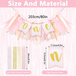 Maxqzin 1st Birthday Girl Highchair Banner First Birthday High Chair Banner Girl 1st Birthday Banner Pink 1st Highchair Garland Decoration One Year Old Birthday Party Decorations Photo Props for Girls