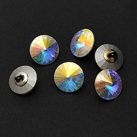 6-pcs 12mm Austria Crystal 1122 Rivoli Button with Shank, SW-1122BT (Crystal AB)