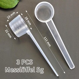 luckaide Messlöffel, 3 Stück Dosierlöffel, Messlöffel Gramm Transparent Scoop Löffel 5g mit Skala 2g, 3g, 4g Waagen für Proteinpulver Waschpulver