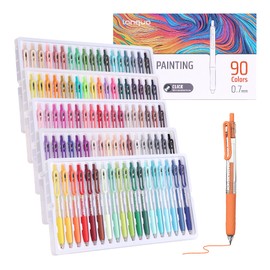 languo Acrylic Gel Pens for Coloring, 90 Colors Click Acrylic Paint Pens Set with 0.7mm Tip for Adult Coloring, Colored Gel Pens for Black Paper, Rock, Glass, Fabric, DIY and Art Crafts Supplies
