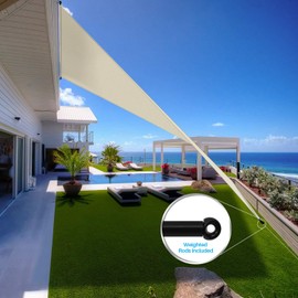 Patio 8' x 7' Waterproof Pergola Canopy Replacement Shade Cover Sun Sail for Deck Porch Backyard Shade Cloth Tarp with Grommets Rods Privacy Shade Screen, Beige