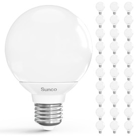 Sunco 30 Pack G25 LED Light Bulbs, Vanity Globe Bathroom Light Bulb, 450 LM, 6000K Daylight Deluxe, 6W (40W Equivalent), Dimmable Mirror Vanity Decorative Bulb, E26 Base UL