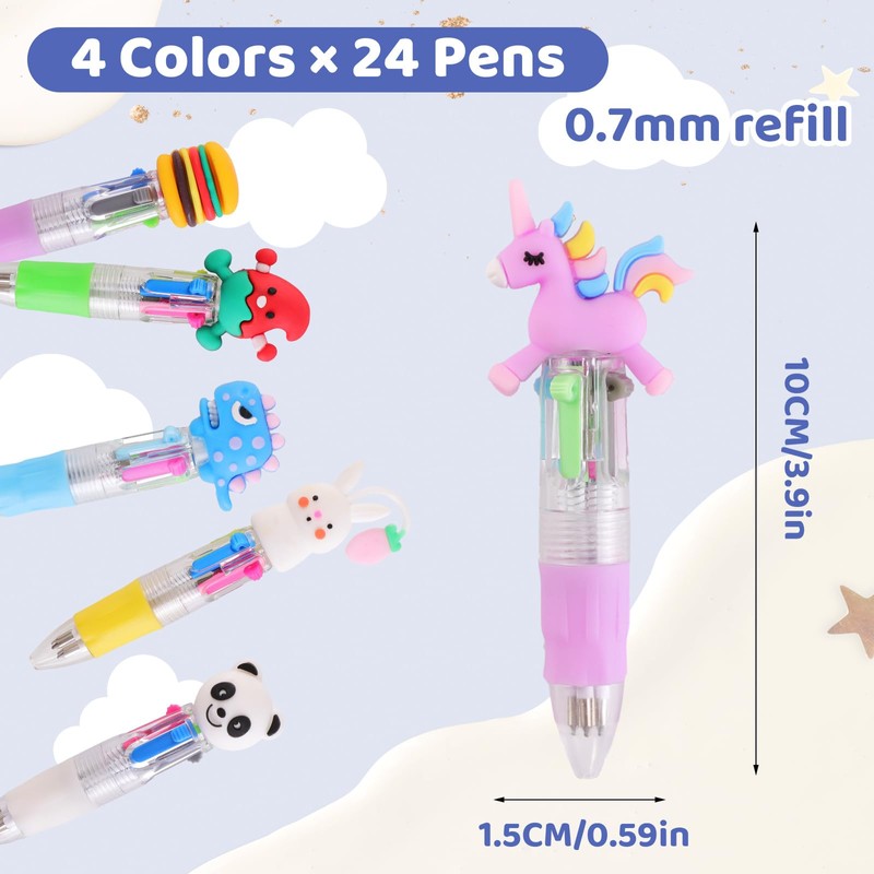 Yoosso 24Pcs Mini Pens, Multi Coloured Pens All In One
