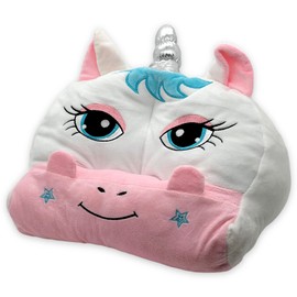 MIJOMA Tablet Cushion for eReader, Book, Tablets up to 12.9 Inches, Ideal for Bed, Sofa, Table, Cuddly Cushion, Cushion Stand, Bookend, Book Tray, Soft Velvet Plush, with 3 Pockets (Unicorn)