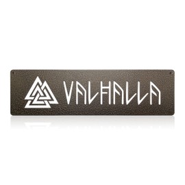 Valhalla Sign Viking Decor -13.8x3.8 Inches Nordic Metal Plaque Vintage Decorative Sign Viking Gifts For Men Home Accessories Wall Stuff Metal Wall Art