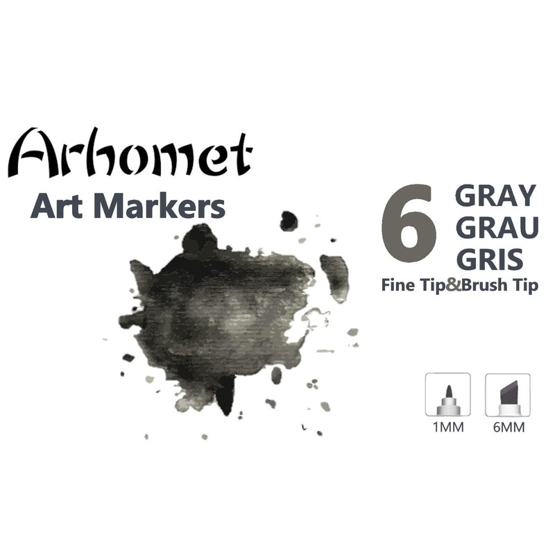 6pcs Grey Gray Alcohol Markers Set for Building Interior Design,