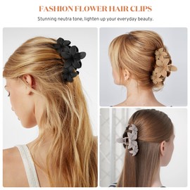 Gift4u Hawaiian Flower Hair Clips for Women, No-Slip Preppy Flower Claw Clips for Thick Thin Hair, Beach Hair Accessories for Women Girls,mother's day gifts (Neutral)