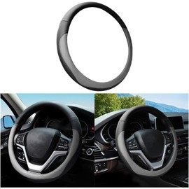XINLIYA Car Steering Wheel Cover, Elastic Stretch Breathable Anti-Slip Microfiber Leather Auto Steering Wheel Protector, Soft Car Interior Accessories, Universal for RV, SUV, Truck (Gray)