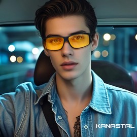 KANASTAL Night Driving Glasses for Men Women Anti Glare Nighttime Yellow Lens Sport Sunglasses UV400 Protection for Driving