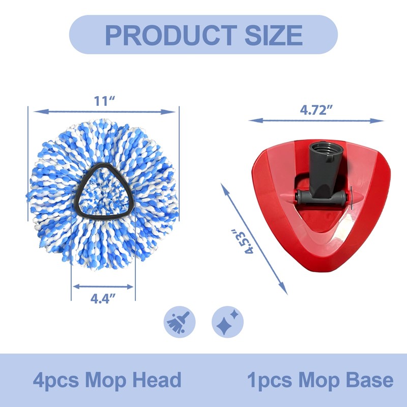 Mop Head Replacement, Spin Mop Replacement Head, Include 4pcs Mop