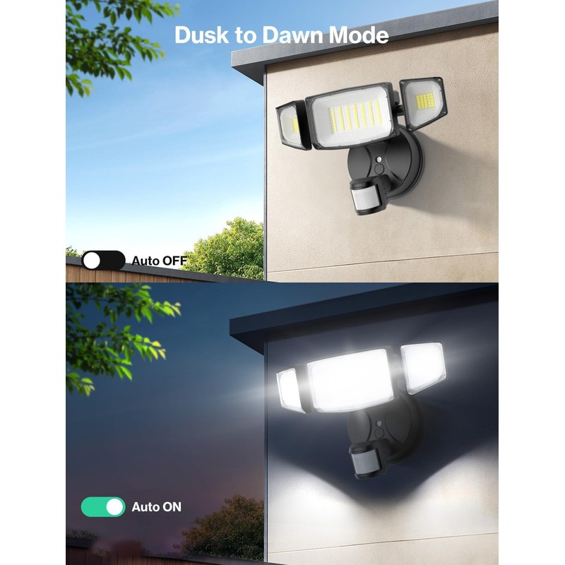 iMaihom 50W Motion Sensor Outdoor Lights, 5000LM Hardwired Motion Sensor