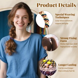 CLINTT 8 Pcs Elastic Hair Ties for Women & Girls, High Elastic Ponytail Holders, Hair Ties No Damage, Elastic Ties for Curly or Thick Hair, Double Mixed Colors 2