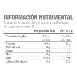 Colágeno Hidrolizado Puro De 300g 30 Porciones Sin Azúcar Sin Sabor