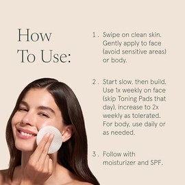 Barefaced Almohadillas de pulido, tratamiento exfoliante de grado clínico, para cara y cuerpo, almohadillas de peeling, 15% de ácido glicólico, extrac