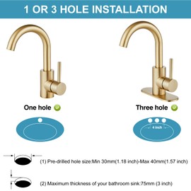 Midanya Wet Bar Sink Faucet,Single Handle Bathroom Kitchen Faucet 1 Hole Swivel Spout Farmhouse RV Small Vanity Lavatory Bath Utility Faucet with Deck Plate,Brushed Gold