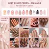 24 Piezas de Uñas Postizas a Presión, Uñas Falsas Cuadradas