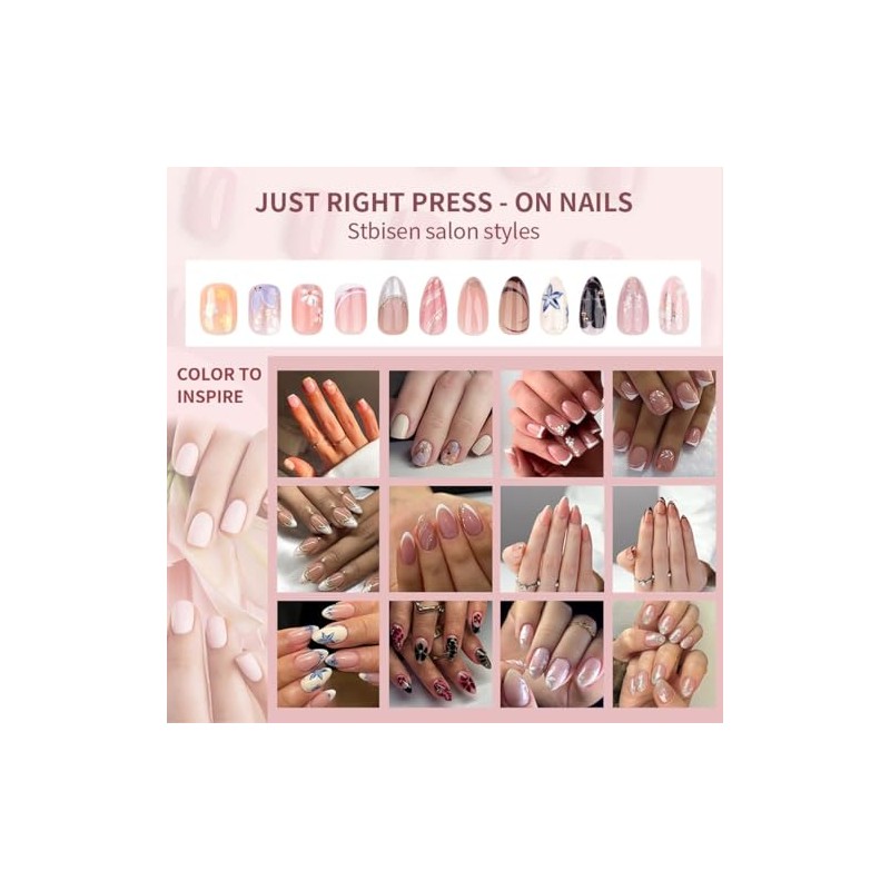 24 Piezas de Uñas Postizas a Presión, Uñas Falsas Cuadradas